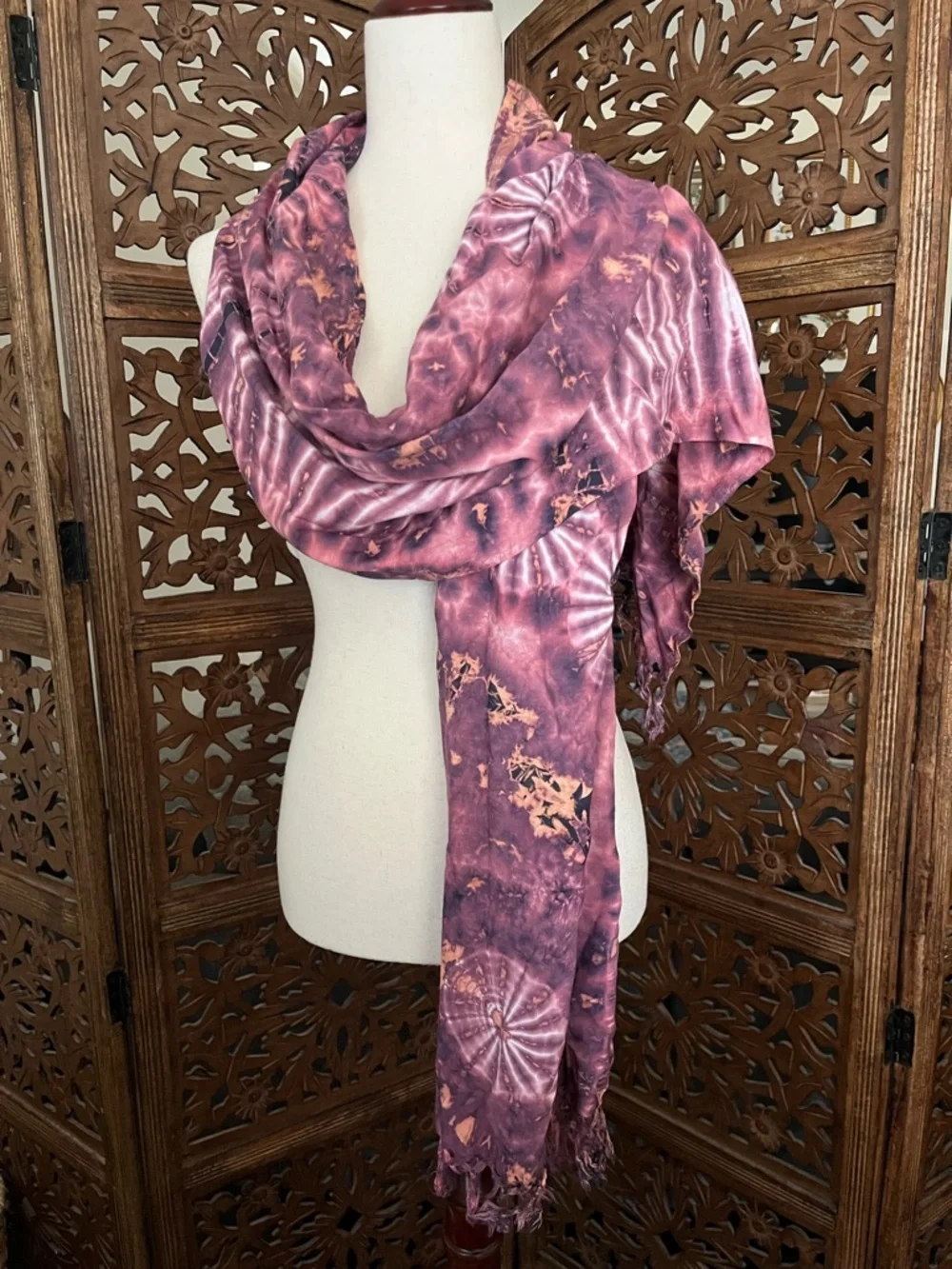 Darn Good Yarn - Lot of 2 Scarves - Tie Dye Scarf Shawl Wrap